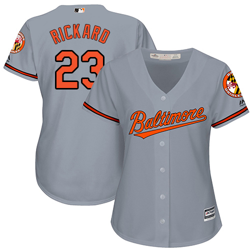 Orioles #23 Joey Rickard Grey Road Women's Stitched MLB Jersey